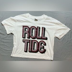 White Tee with Bold 'Roll Tide' Graphic